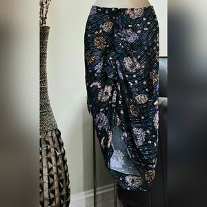 Veronica Beard Pastel Floral Skirt With Sparkle Stitching